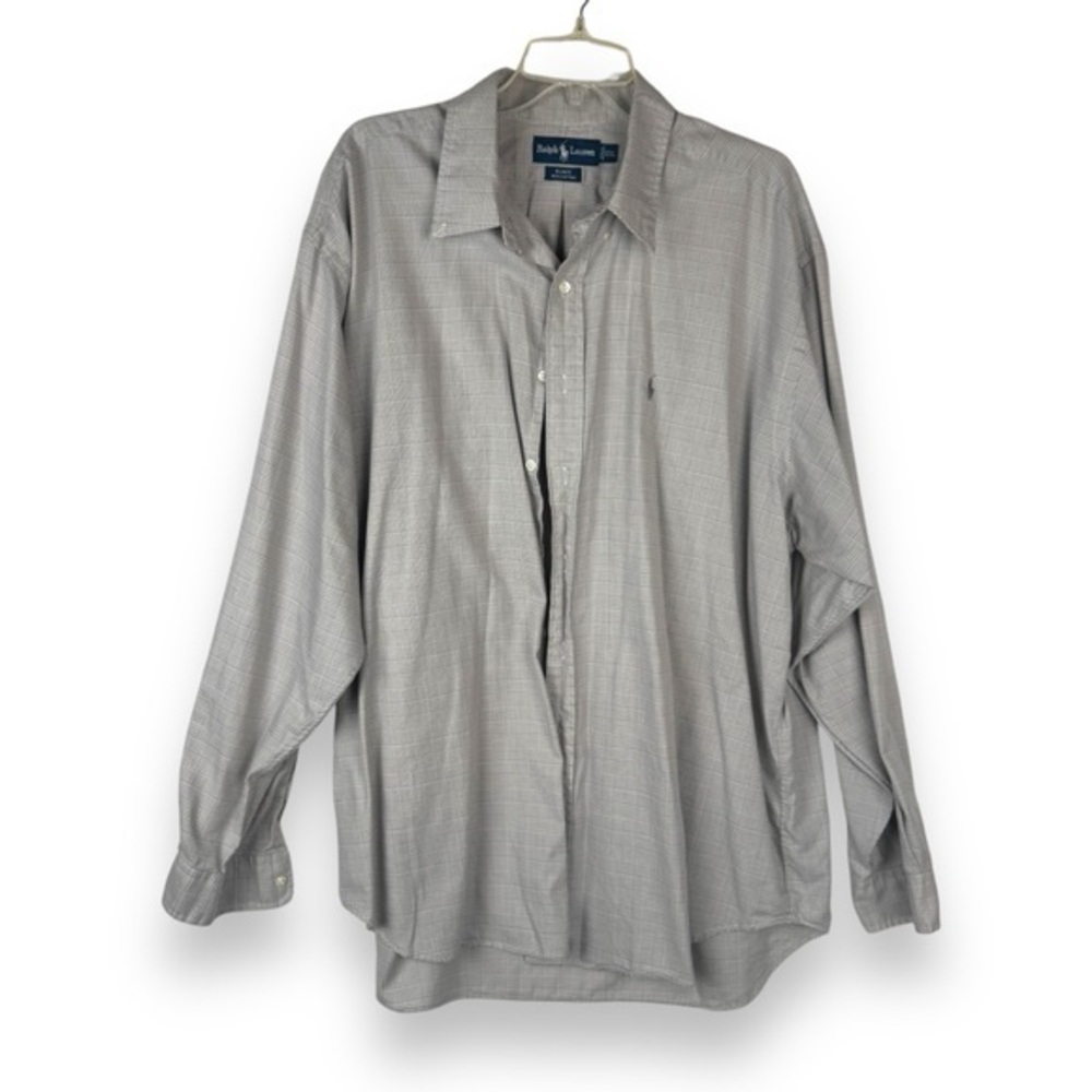 Ralph Lauren Blake Big and Tall Shirt Mens Size XXL Gray Check Button Preppy